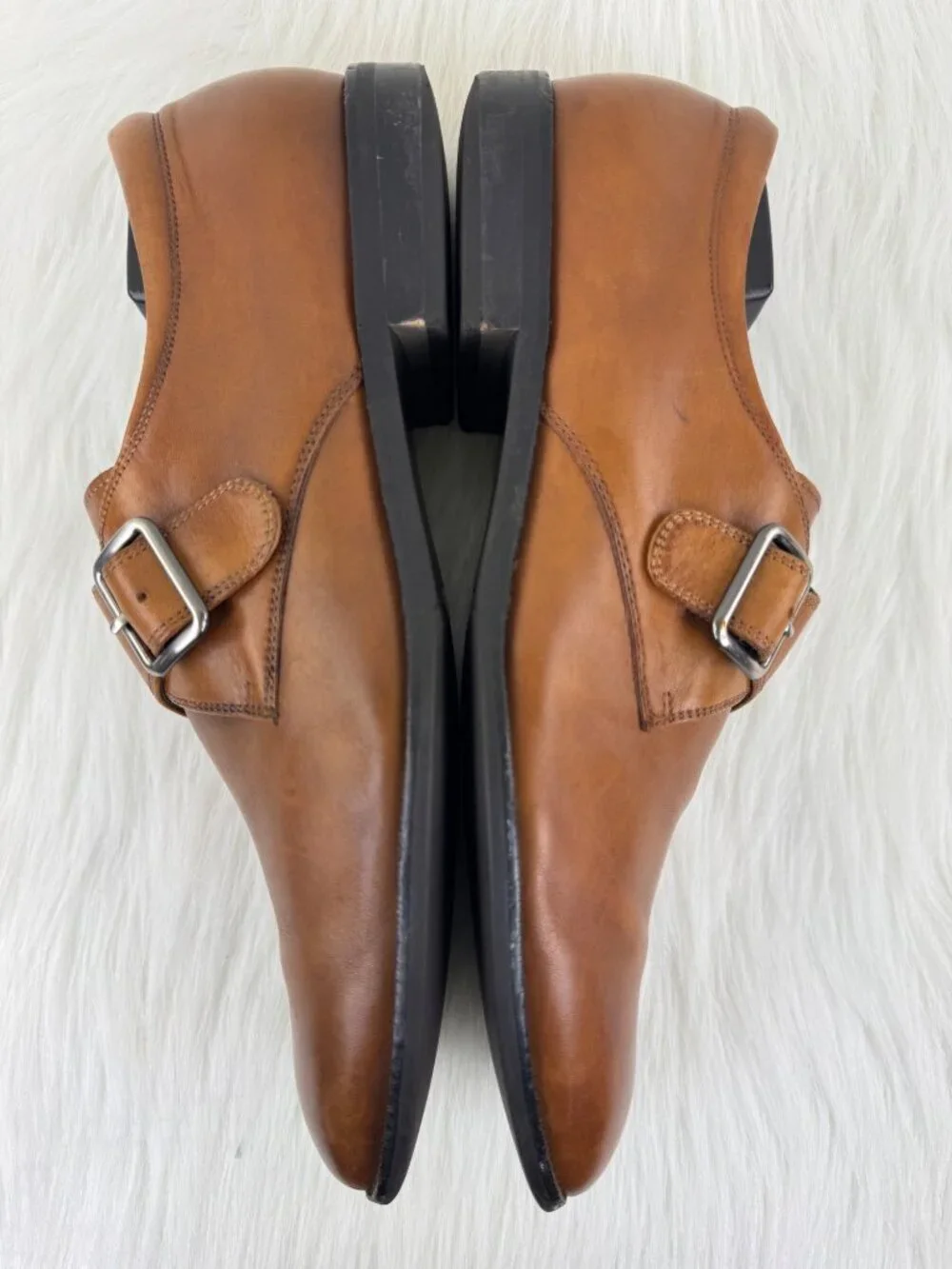 Joseph Abboud Dixon Single Monk Strap Dress Shoes Loafers Sz US 9.5 Light Brown